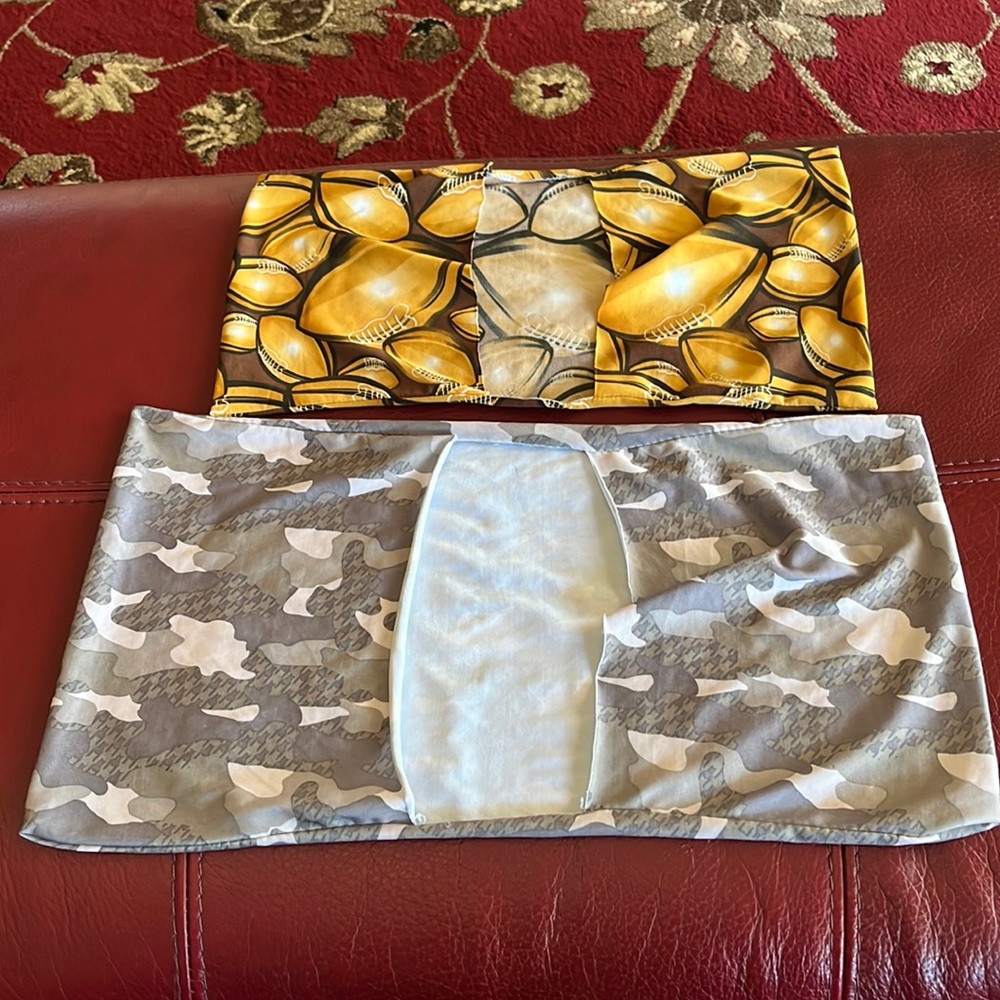 Textbook covers- camouflage and football